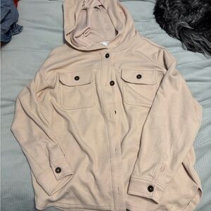 Time and Tru Light Tan Hooded Shirt